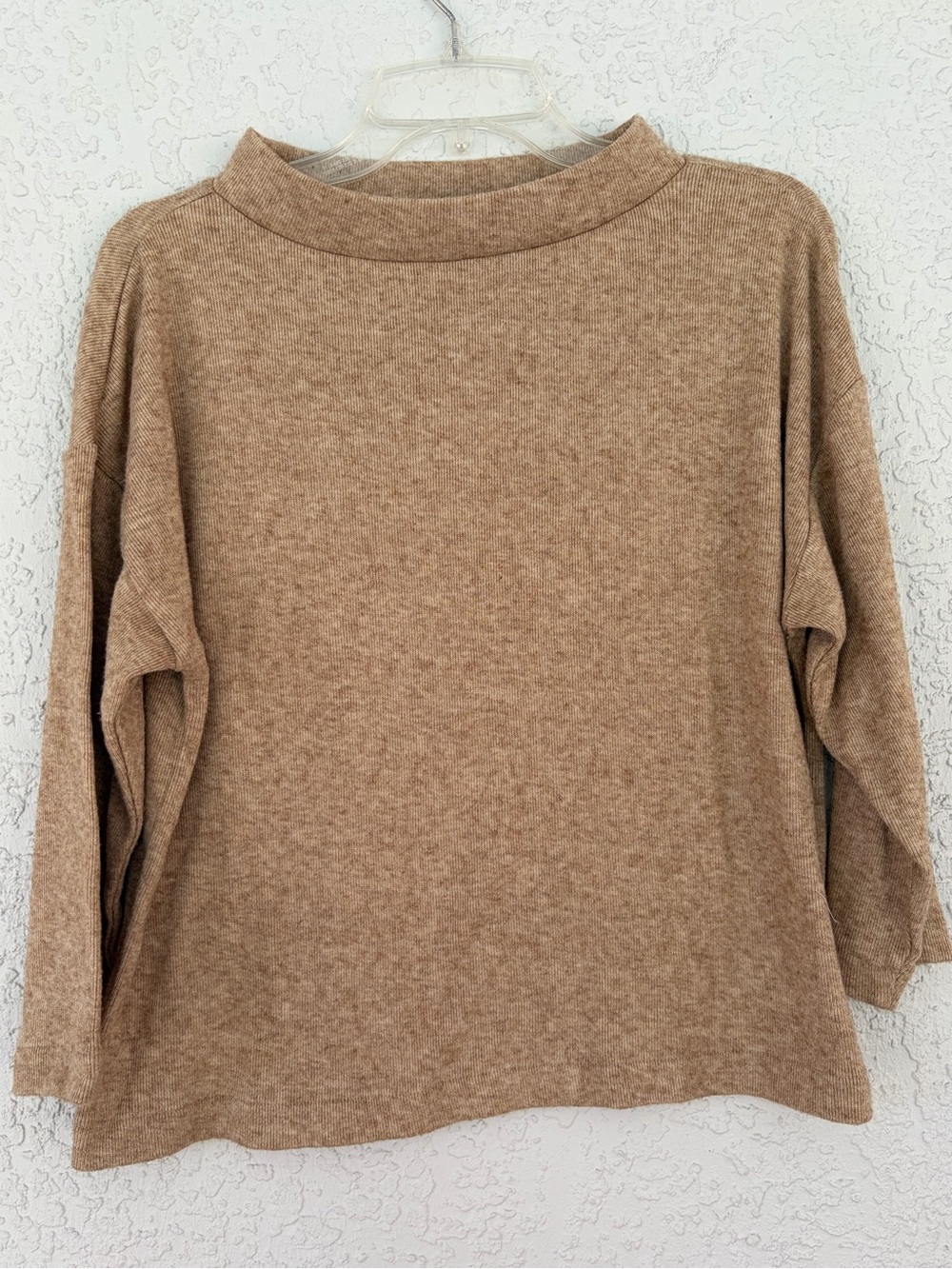 Ann Taylor Factory Heirloom Tan Cowl Neck soft Pullover size M
